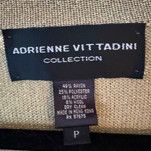 Adrienne Vittadini Gold Thread Cardigan Sweater 3 Button Front Long Line - Picture 5 of 8